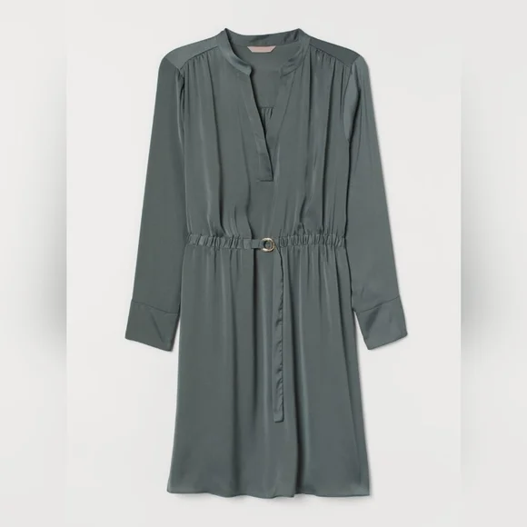 h&m green dress long sleeve Women's Green Long Sleeve Dresses